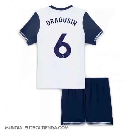 Camiseta Tottenham Hotspur Radu Dragusin #6 Primera Equipación Replica 2024-25 para niños mangas cortas (+ Pantalones cortos)